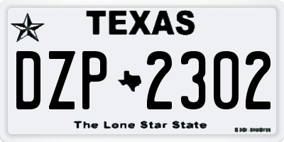 TX license plate DZP2302