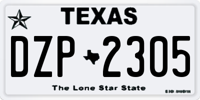 TX license plate DZP2305