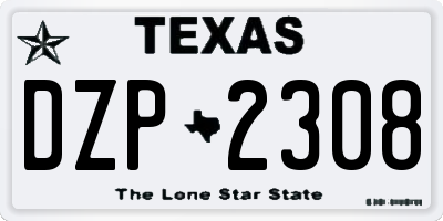 TX license plate DZP2308