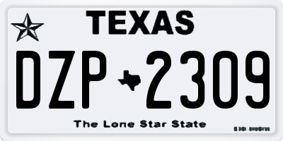 TX license plate DZP2309