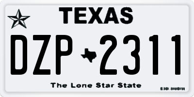 TX license plate DZP2311