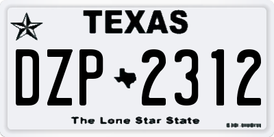 TX license plate DZP2312