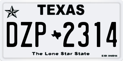 TX license plate DZP2314