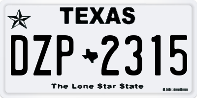 TX license plate DZP2315