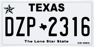 TX license plate DZP2316