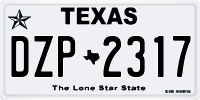 TX license plate DZP2317