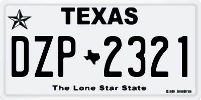 TX license plate DZP2321