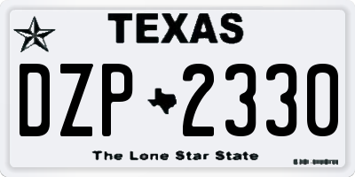 TX license plate DZP2330
