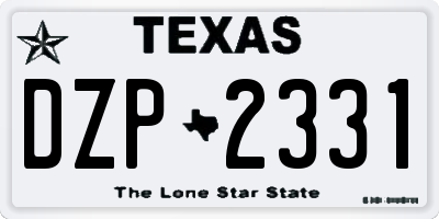 TX license plate DZP2331