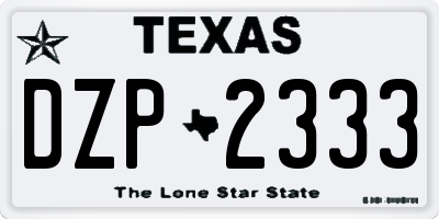 TX license plate DZP2333