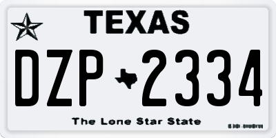 TX license plate DZP2334
