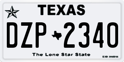 TX license plate DZP2340