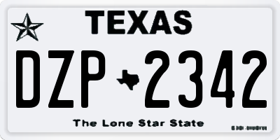 TX license plate DZP2342