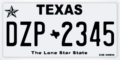 TX license plate DZP2345