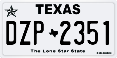 TX license plate DZP2351