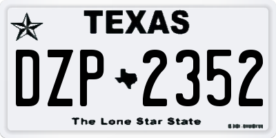 TX license plate DZP2352