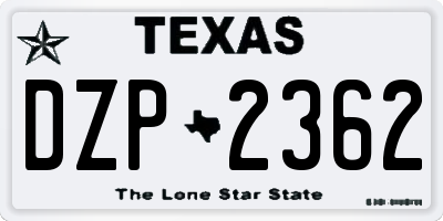 TX license plate DZP2362