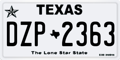 TX license plate DZP2363