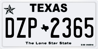 TX license plate DZP2365