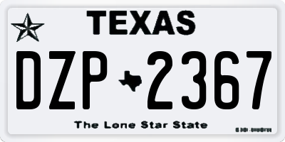 TX license plate DZP2367