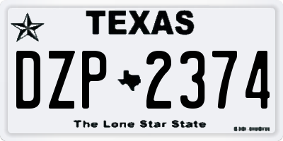 TX license plate DZP2374