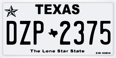 TX license plate DZP2375