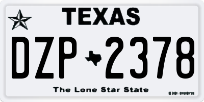 TX license plate DZP2378