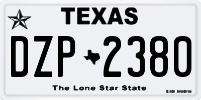 TX license plate DZP2380