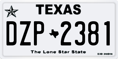 TX license plate DZP2381