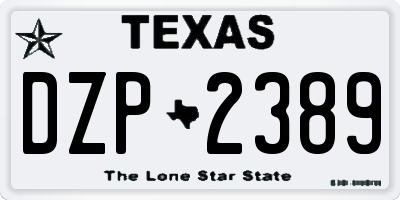 TX license plate DZP2389