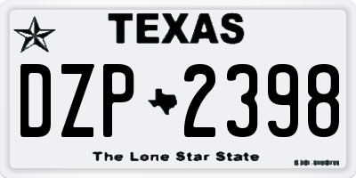 TX license plate DZP2398