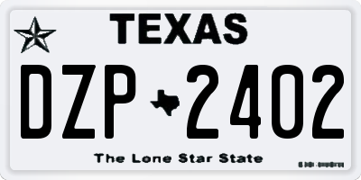 TX license plate DZP2402