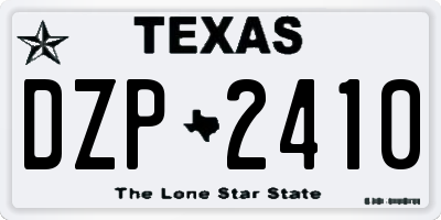 TX license plate DZP2410
