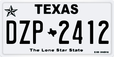 TX license plate DZP2412