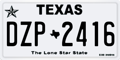 TX license plate DZP2416