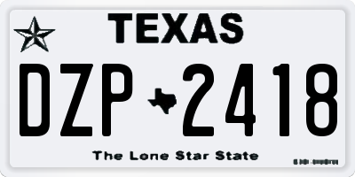 TX license plate DZP2418