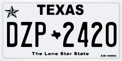 TX license plate DZP2420