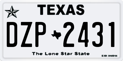 TX license plate DZP2431