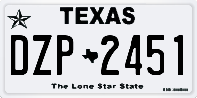 TX license plate DZP2451