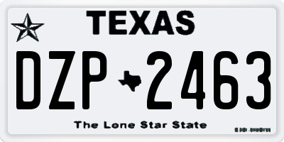 TX license plate DZP2463