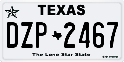 TX license plate DZP2467