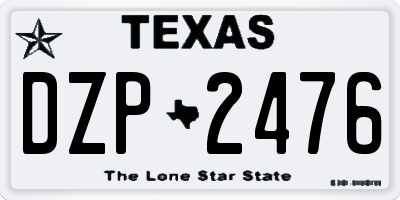 TX license plate DZP2476