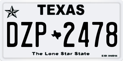 TX license plate DZP2478