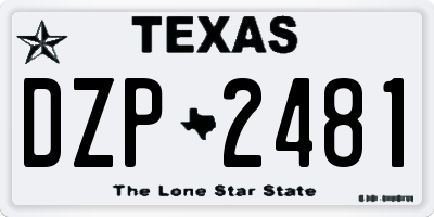 TX license plate DZP2481