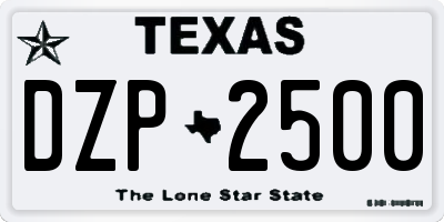 TX license plate DZP2500