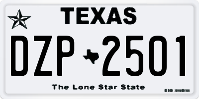 TX license plate DZP2501