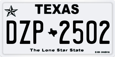 TX license plate DZP2502