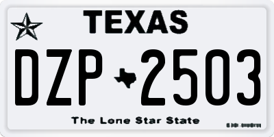TX license plate DZP2503