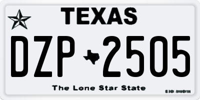 TX license plate DZP2505