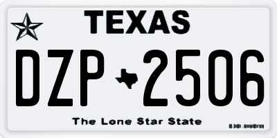 TX license plate DZP2506